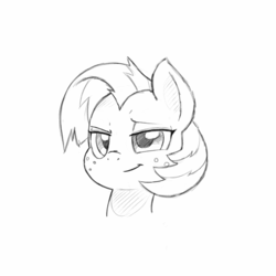 Size: 1142x1142 | Tagged: safe, artist:trickydick, babs seed, earth pony, pony, g4, bust, female, monochrome, portrait, simple background, solo, white background