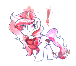 Size: 1249x1080 | Tagged: safe, artist:lynchristina, oc, oc only, oc:red palette, pony, unicorn, clothes, curved horn, horn, scarf, simple background, solo, transparent background