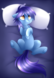 Size: 2525x3658 | Tagged: safe, artist:scarlet-spectrum, oc, oc only, oc:deli, earth pony, pony, cute, high res, lying down, male, on back, pillow, solo, stallion, underhoof