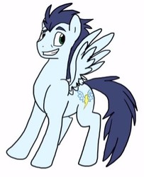 Size: 293x360 | Tagged: safe, artist:thewonderpuppet, soarin', pony, g4, green eyes, male, old, old cutie mark, older, simple background, solo, white background, wonderbolts