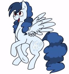 Size: 350x376 | Tagged: safe, artist:thewonderpuppet, high winds, pony, g4, alternate eye color, female, red eyes, simple background, solo, white background, wings, wonderbolts