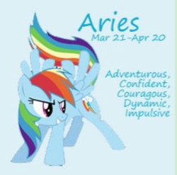 Size: 418x413 | Tagged: safe, artist:funfunland22, rainbow dash, pony, g4, aries, blue background, female, needs more jpeg, simple background, solo, zodiac