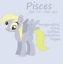 Size: 410x414 | Tagged: safe, artist:funfunland22, derpy hooves, pegasus, pony, g4, derp, female, gray background, mare, needs more jpeg, pices, simple background, solo, zodiac