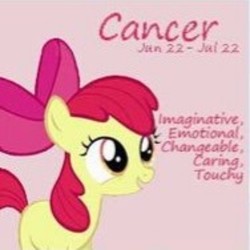 Size: 488x488 | Tagged: safe, artist:funfunland22, apple bloom, earth pony, pony, g4, cancer (horoscope), female, filly, needs more jpeg, simple background, solo, zodiac