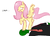 Size: 812x583 | Tagged: artist needed, safe, fluttershy, oc, oc:anon, pony, g4, simple background, trampling, white background