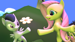 Size: 3840x2160 | Tagged: safe, artist:viranimation, fluttershy, rumble, pony, g4, 3d, female, flower, high res, male, rumbleshy, shipping, source filmmaker, straight, straight shota