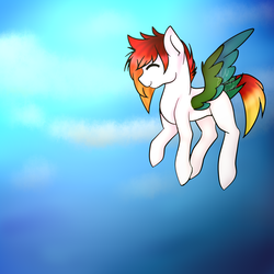 Size: 1000x1000 | Tagged: safe, artist:eclispeluna, oc, oc only, pegasus, pony, colored wings, eyes closed, flying, male, solo, stallion