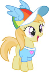 Size: 3428x5001 | Tagged: safe, artist:greseres, noi, earth pony, pony, g4, absurd resolution, cap, clothes, cute, female, filly, hat, noiabetes, open mouth, open smile, rainbow dash fanclub, shirt, simple background, smiling, solo, transparent background, vector
