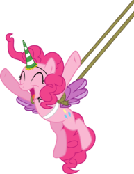 Size: 1700x2200 | Tagged: safe, artist:audiobeatzz, pinkie pie, earth pony, pony, g4, magical mystery cure, fake horn, fake wings, female, mare, partycorn, simple background, solo, transparent background, vector