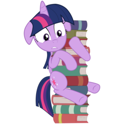 Size: 10000x10000 | Tagged: safe, artist:yinglung, twilight sparkle, alicorn, koala, pony, g4, .svg available, absurd resolution, book, bookstack, female, floppy ears, folded wings, mare, pile of books, simple background, solo, tower of books, transparent background, twilight sparkle (alicorn), vector
