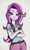 Size: 600x1009 | Tagged: dead source, safe, artist:nt-88, starlight glimmer, equestria girls, g4, beanie, clothes, crossed arms, eyeshadow, female, gray background, hat, jeans, lidded eyes, makeup, pants, ripped jeans, ripped pants, sassy, shirt, simple background, smiling, smirk, smug, solo, teenager, torn clothes, vest, watermark