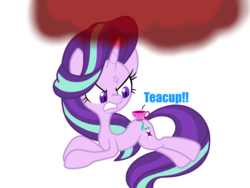 Size: 4128x3096 | Tagged: safe, artist:lovehtf421, starlight glimmer, pony, unicorn, all bottled up, g4, anger magic, angry, cross-popping veins, cup, female, high res, magic, mare, simple background, solo, teacup, white background