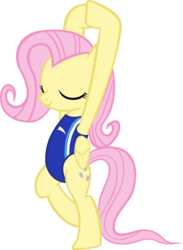 Size: 2434x3328 | Tagged: safe, artist:ironm17, artist:ninjashadow-x, fluttershy, pony, g4, bipedal, clothes, eyes closed, female, high res, one-piece swimsuit, simple background, smiling, solo, swimsuit, transparent background, vector