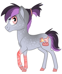 Size: 1024x1228 | Tagged: safe, artist:loryska, oc, oc only, oc:niko, earth pony, pony, coat markings, colt, dappled, male, offspring, parent:derpy hooves, parent:doctor whooves, parents:doctorderpy, ponytail, simple background, solo, white background
