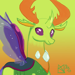 Size: 1500x1500 | Tagged: safe, artist:kelseyleah, thorax, changedling, changeling, g4, gradient background, king thorax, male, solo