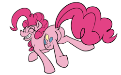Size: 1280x797 | Tagged: safe, artist:cowsrtasty, pinkie pie, pony, g4, bouncing, dock, eyes closed, featureless crotch, female, happy, simple background, solo, transparent background