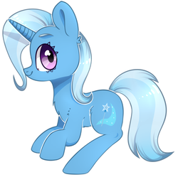 Size: 1168x1165 | Tagged: safe, artist:astralblues, trixie, pony, g4, female, prone, simple background, solo, white background