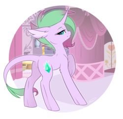 Size: 1657x1608 | Tagged: safe, artist:doekitty, oc, oc only, oc:flaming emerald, dracony, hybrid, pony, carousel boutique, female, interspecies offspring, leonine tail, looking at you, mare, next generation, offspring, parent:rarity, parent:spike, parents:sparity, smiling, solo