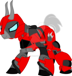 Size: 600x635 | Tagged: safe, artist:mlp-trailgrazer, pony, autobot, cliffjumper, crossover, horns, ponified, simple background, solo, transformers, transformers prime, transparent background, watermark