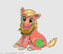Size: 972x845 | Tagged: safe, artist:el-yeguero, big macintosh, earth pony, pony, g4, cute, happy, looking at you, macabetes, male, silly, silly pony, sitting, smiling, solo, stallion