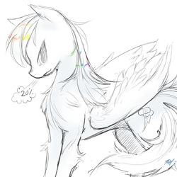 Size: 1280x1280 | Tagged: safe, artist:alts-art, rainbow dash, pegasus, pony, g4, breath, female, sketch, solo