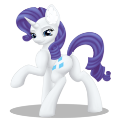 Size: 1024x1024 | Tagged: safe, artist:caerulanox, artist:firestarsartdump, rarity, pony, unicorn, g4, butt, dock, ear fluff, female, looking back, plot, raised hoof, rearity, simple background, solo, transparent background