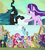 Size: 1920x2146 | Tagged: safe, edit, edited screencap, screencap, apple bloom, applejack, big macintosh, carrot cake, cup cake, fluttershy, granny smith, mayor mare, pinkie pie, queen chrysalis, rainbow dash, rarity, scootaloo, snails, snips, spike, starlight glimmer, sweetie belle, twilight sparkle, alicorn, changeling, changeling queen, dragon, earth pony, pegasus, pony, unicorn, zebra, g4, season 6, season 7, to where and back again, a better ending for chrysalis, alternate ending, alternate scenario, camera, character development, colt, comparison, cute, cutealis, everything ends well, female, former queen chrysalis, good end, intro, male, opening, reformed, smiling, stallion, theme song, twilight sparkle (alicorn), underhoof, when she smiles