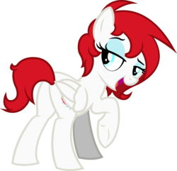 Size: 1581x1521 | Tagged: safe, artist:outlawedtofu, oc, oc only, oc:air raid, pegasus, pony, fallout equestria, bedroom eyes, butt, eyeshadow, looking back, makeup, plot, raised hoof, rule 63, short hair, simple background, solo, transparent background, vector