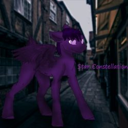 Size: 5000x5000 | Tagged: safe, artist:freeformedto, oc, oc only, oc:star constellation, pegasus, pony, absurd resolution, blind, blurry background, deer tail, detailed, fluffy, gift art, name, realbackground, short hair, smiling, solo, wings