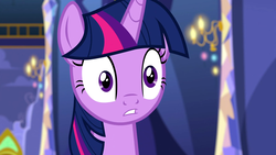 Size: 2560x1440 | Tagged: safe, screencap, twilight sparkle, alicorn, pony, a flurry of emotions, g4, are you a wizard, faic, female, mare, solo, surprised, thousand yard stare, twilight sparkle (alicorn), twilight's castle