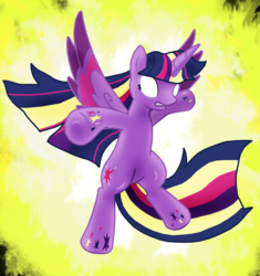 Size: 3484x3711 | Tagged: safe, artist:methuselah-alchemist, twilight sparkle, alicorn, pony, g4, dragon ball, dragon ball z, female, high res, rainbow power, solo, super saiyan princess, twilight sparkle (alicorn)