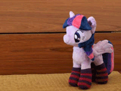 Size: 320x240 | Tagged: safe, artist:nekokevin, twilight sparkle, alicorn, pony, g4, 4de, animated, clothes, cute, ear flick, flapping, gif, irl, nekokevin is trying to murder us, photo, plushie, posable, socks, solo, spread wings, starlight's little twibird, stop motion, striped socks, twiabetes, twilight sparkle (alicorn), wings