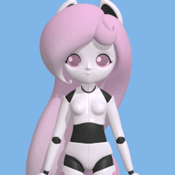 Size: 500x500 | Tagged: safe, artist:jdan-s, oc, oc only, oc:cyberia heart, human, robot, 3d, animated, blender, cute, eared humanization, gif, hug request, humanized, looking at you, solo, tailed humanization