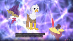 Size: 1280x720 | Tagged: safe, artist:mlp-silver-quill, oc, oc only, oc:silver quill, classical hippogriff, hippogriff, after the fact, equestria daily, fluttershy day, meme, solo, subtitles, youtube caption