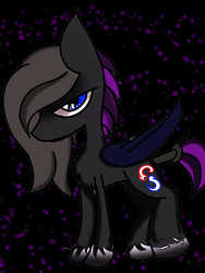 Size: 790x1052 | Tagged: safe, artist:xxwaynebrainxx, oc, oc only, oc:moon lancer, pegasus, pony, folded wings, lidded eyes, solo, unshorn fetlocks