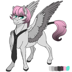 Size: 720x720 | Tagged: safe, artist:bijutsuyoukai, oc, oc only, oc:sweet harmony, pegasus, pony, magical lesbian spawn, male, necktie, offspring, parent:fluttershy, parent:octavia melody, parents:fluttertavia, reference sheet, simple background, solo, stallion, transparent background