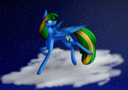 Size: 1093x774 | Tagged: safe, artist:sweetmelon556, oc, oc only, pegasus, pony, cloud, female, mare, night, solo
