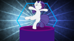 Size: 3840x2160 | Tagged: safe, artist:joey darkmeat, artist:laszlvfx, artist:tim015, edit, rarity, pony, unicorn, g4, bipedal, dancing, dancity, eyes closed, female, high res, mare, smiling, solo, standing, standing on one leg, vector, wallpaper, wallpaper edit