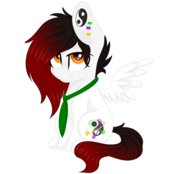 Size: 2048x2048 | Tagged: safe, artist:cinnamontee, oc, oc only, oc:alkia, pegasus, pony, chibi, high res, male, necktie, simple background, sitting, solo, stallion, transparent background
