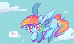 Size: 512x308 | Tagged: safe, artist:touniyuu, rainbow dash, pony, g4, female, flying, sky, solo