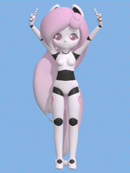 Size: 480x640 | Tagged: safe, artist:jdan-s, oc, oc only, oc:cyberia heart, human, robot, 3d, animated, dancing, eared humanization, gif, humanized, loop, solo, tailed humanization