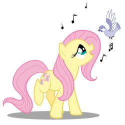 Size: 1000x1000 | Tagged: safe, artist:tuppkam1, fluttershy, bird, pony, g4, female, music notes, simple background, singing, solo, transparent background, vector, wingless