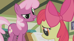 Size: 1280x720 | Tagged: safe, screencap, apple bloom, cheerilee, earth pony, pony, call of the cutie, g4