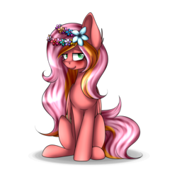 Size: 5000x5000 | Tagged: safe, artist:snowbunny0820, oc, oc only, oc:lilly rose, pegasus, pony, absurd resolution, female, flower, flower in hair, sitting, solo