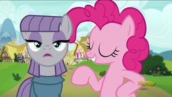 Size: 1920x1080 | Tagged: safe, screencap, maud pie, pinkie pie, earth pony, pony, g4, rock solid friendship, discovery family logo, eyes closed, looking up
