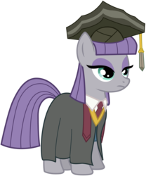 Size: 1629x1957 | Tagged: safe, artist:sonofaskywalker, maud pie, earth pony, pony, g4, rock solid friendship, clothes, female, graduate, graduation cap, hat, mare, maud pie's tie, necktie, rocktorate, simple background, solo, that was fast, transparent background, vector
