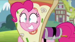 Size: 1920x1080 | Tagged: safe, screencap, pinkie pie, pony, g4, rock solid friendship, discovery family logo, faic, female, mare, pizza head, solo