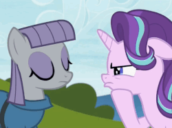 Size: 555x413 | Tagged: safe, screencap, maud pie, pinkie pie, starlight glimmer, earth pony, pony, unicorn, g4, rock solid friendship, animated, eeee, excited, faic, female, gif, irrational exuberance, pinkie being pinkie, smiling