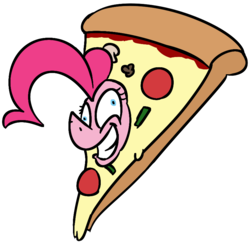 Size: 829x802 | Tagged: safe, artist:cowsrtasty, pinkie pie, earth pony, pony, g4, rock solid friendship, clothes, costume, female, food, pizza, pizza head, solo, what has science done