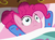 Size: 1054x774 | Tagged: safe, screencap, pinkie pie, earth pony, pony, g4, my little pony: friendship is magic, rock solid friendship, bed, clothes, faic, female, footed sleeper, mare, pajamas, pie sisters pajamas, ponk, realization, shocked, sleep is for the weak, solo, thousand yard stare, wide eyes